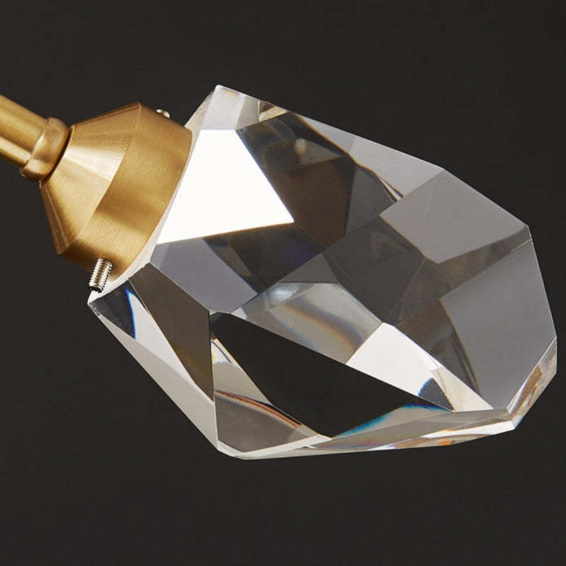 Irregular crystal chandelier pendant with golden metal fixture