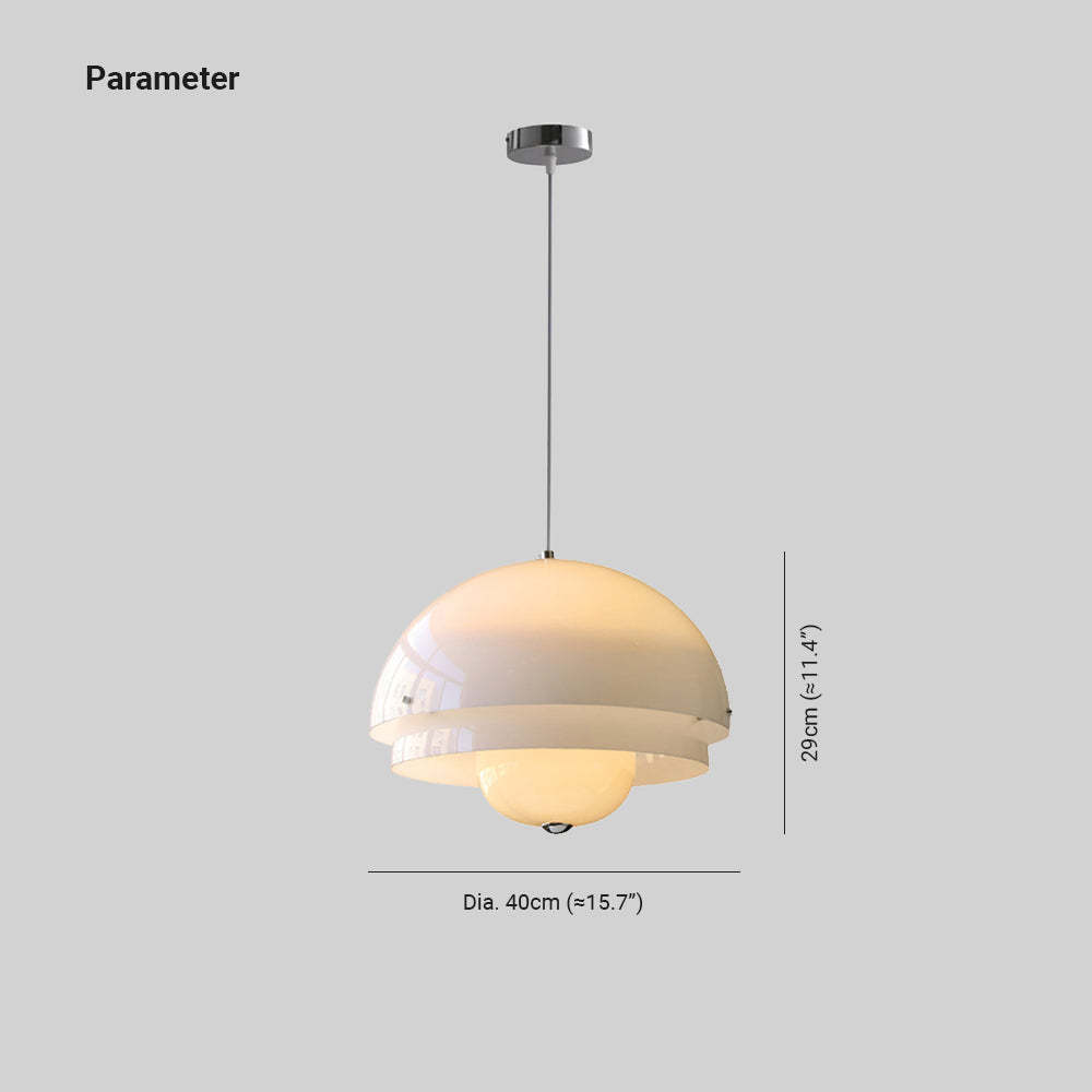 White Bauhaus Nordic pendant light with dimensions