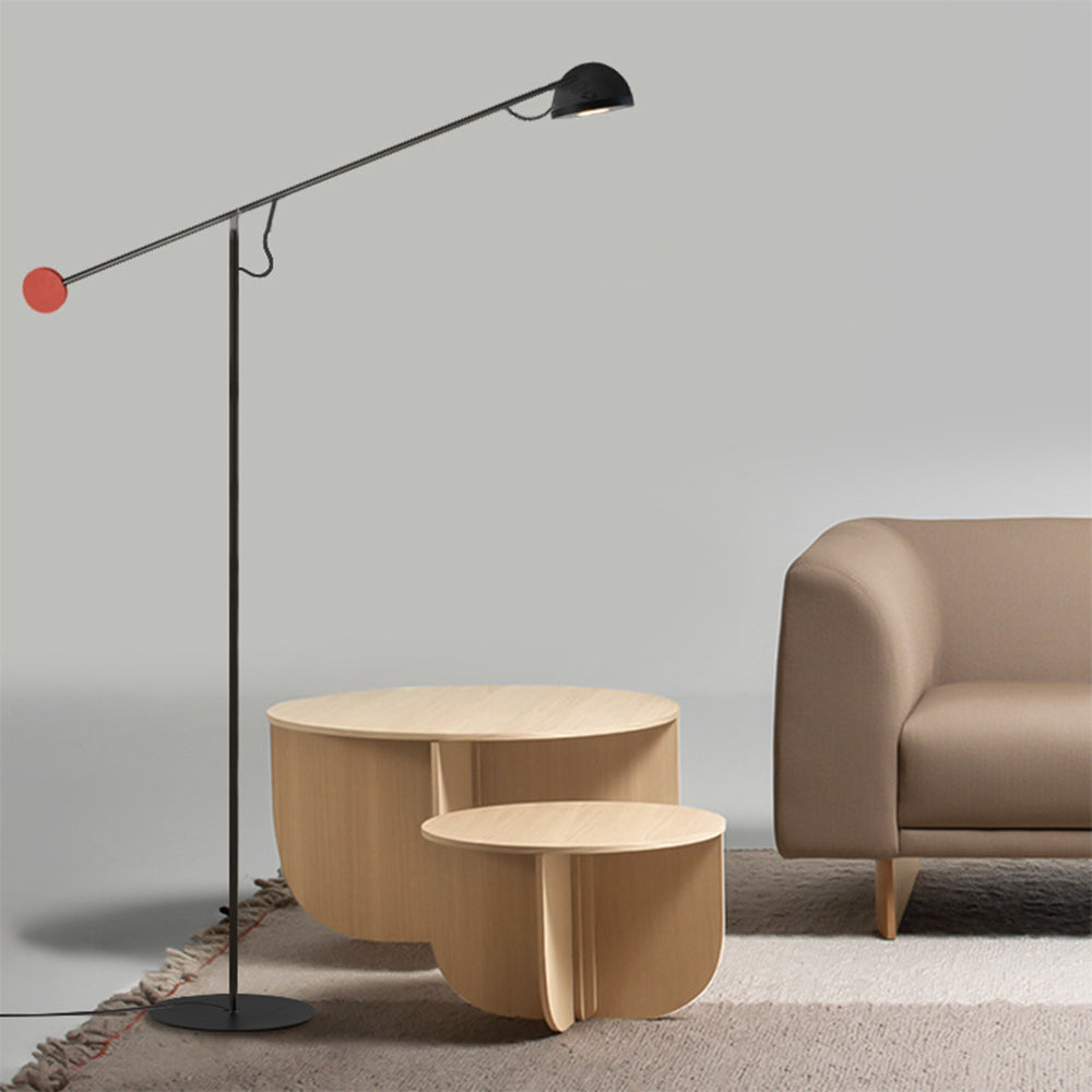 Avi minimalist metal floor lamp in living room setting.
