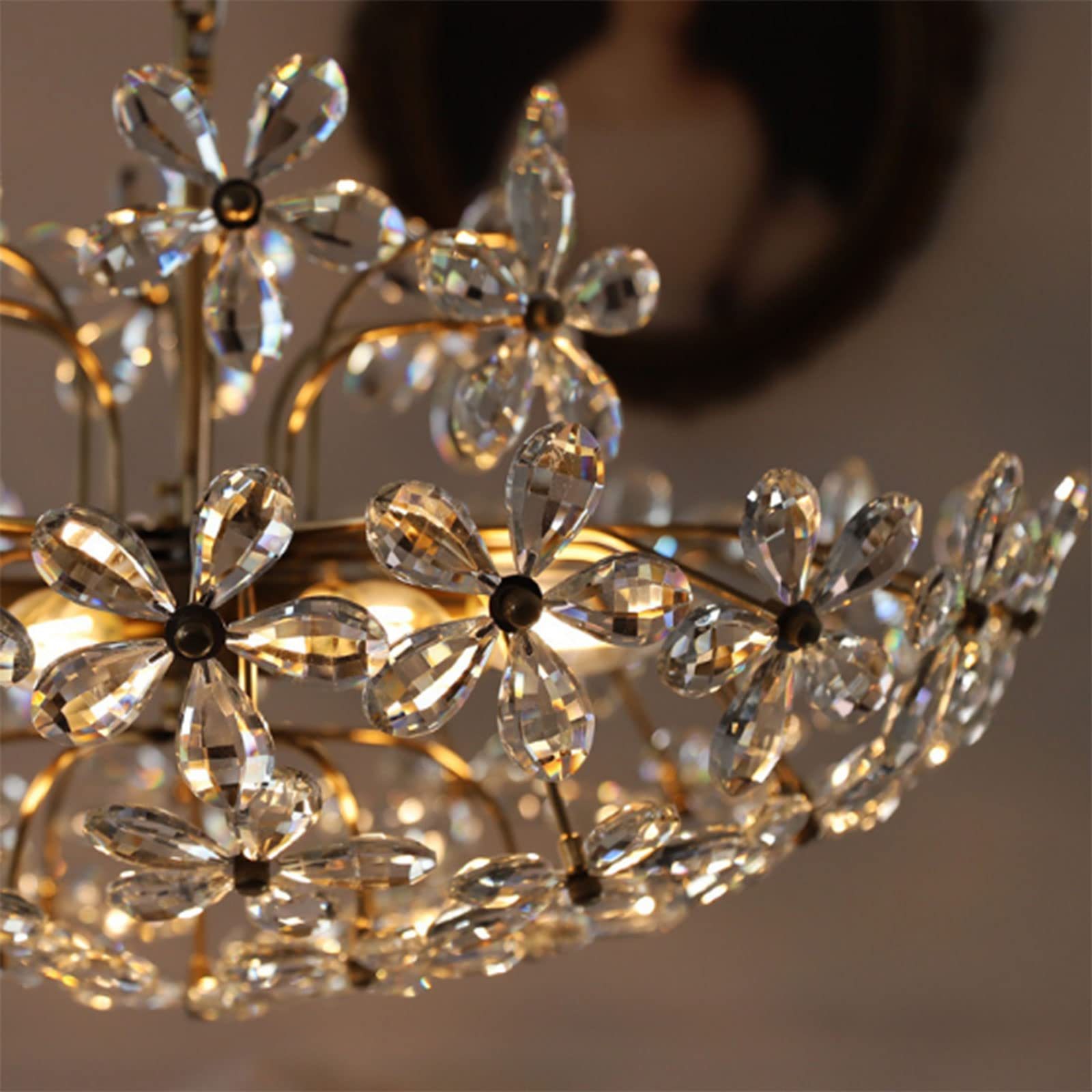 Close-up of Félicie crystal flower pendant light