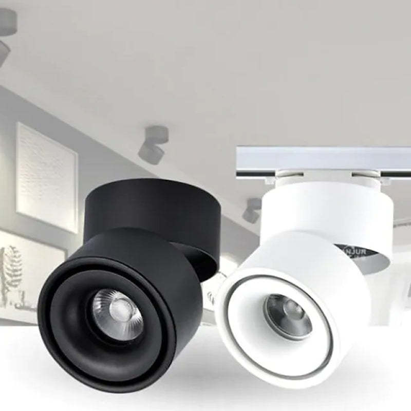 Black and White Novak Round Flush Mount Ceiling Spotlights