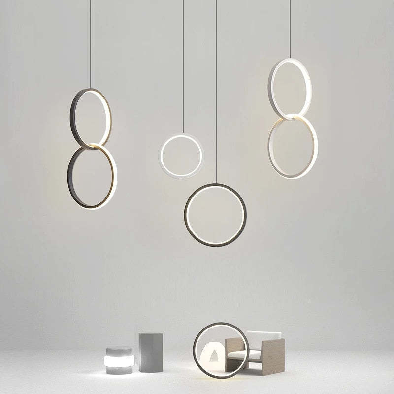 Modern minimalist LED pendant lights, black and white design