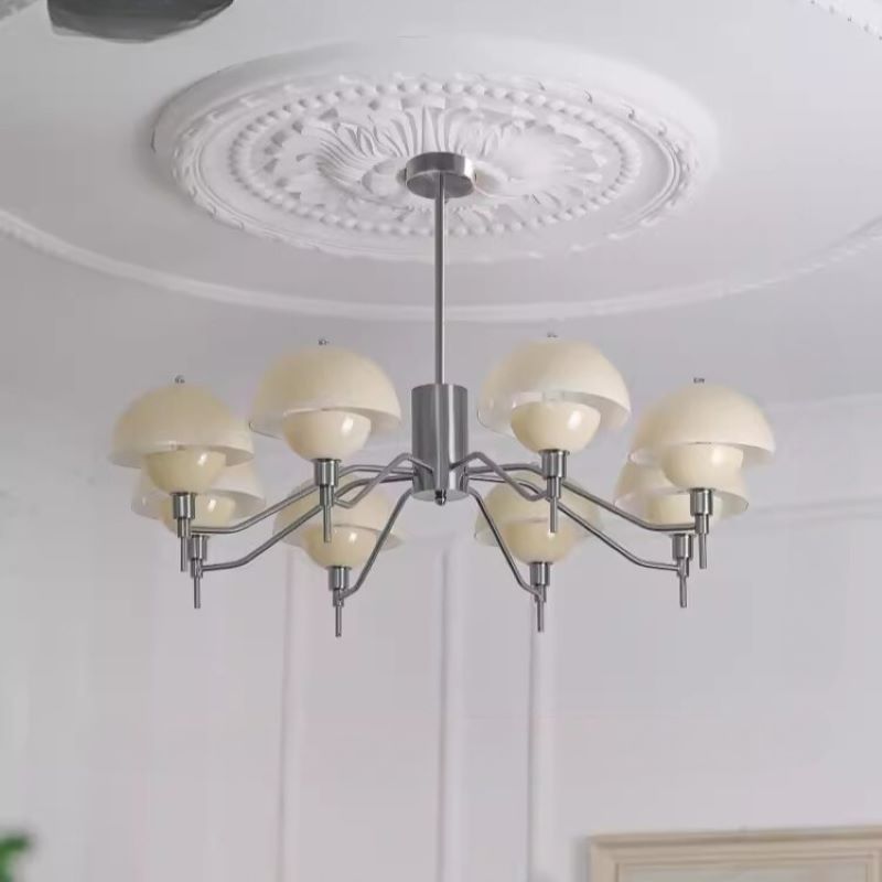 Hailie Modern Pendant Light, beige dome chandelier, bedroom or study lighting