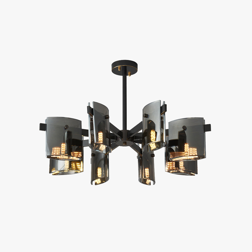 Evette Minimalist Multi Head Metal Pendant Light, black finish