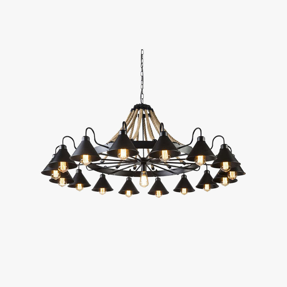 Epoch Vintage Industrial Rope Chandelier for Living Room or Bedroom