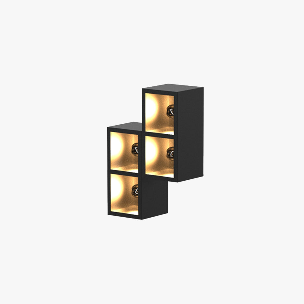 Orr Modern Cube Square Metal Glass Outdoor Wall Lamp, black finish