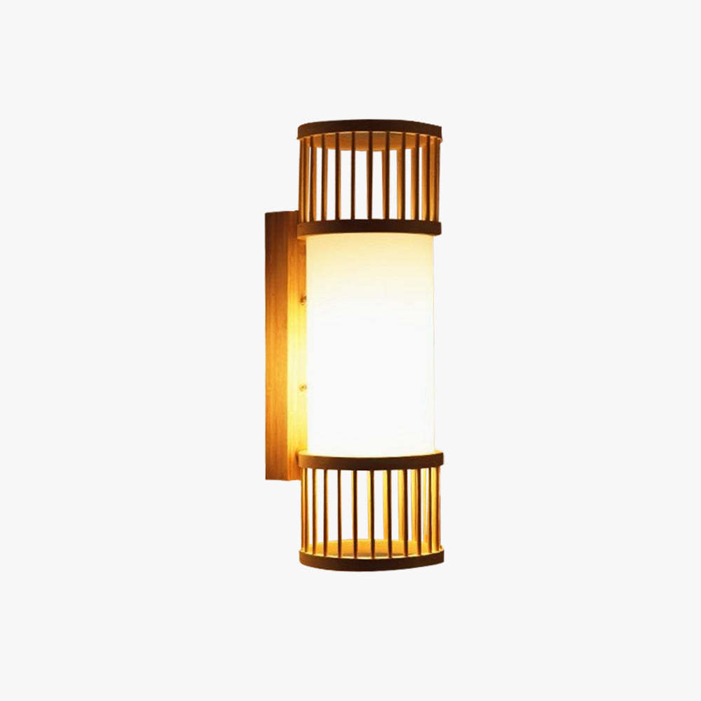 Ozawa bamboo wall lamp, rustic hallway lighting