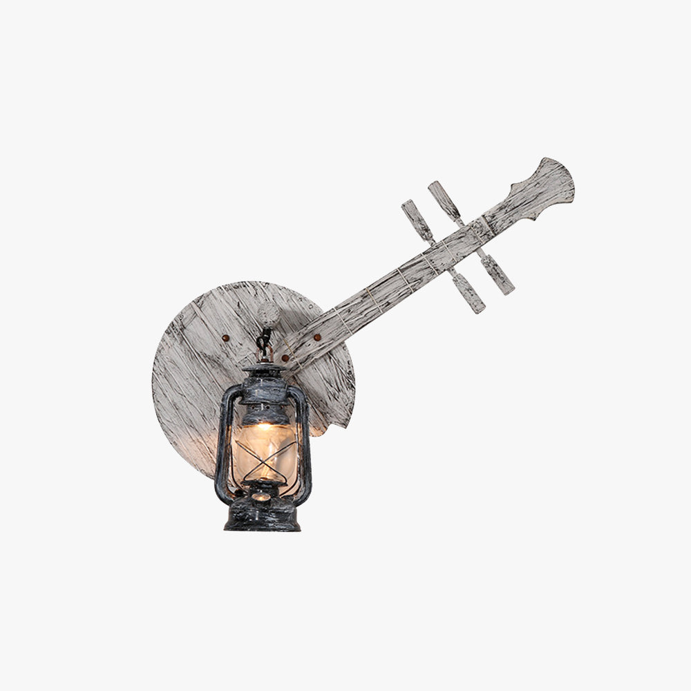 Austin Wall Lamp Lute Vintage Lantern Wooden Gray