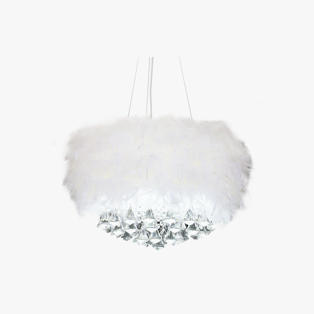O'Moore Modern Luxury Round Chandelier with Feather and Crystal