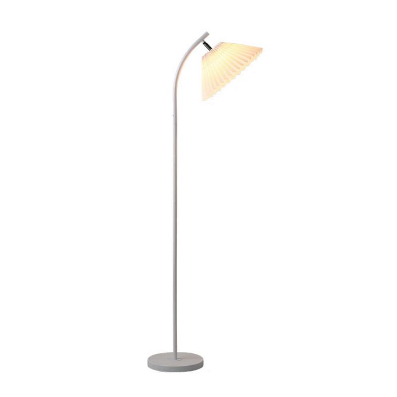 Ozawa Modern Arc Floor Lamp, pleated fabric shade lighting