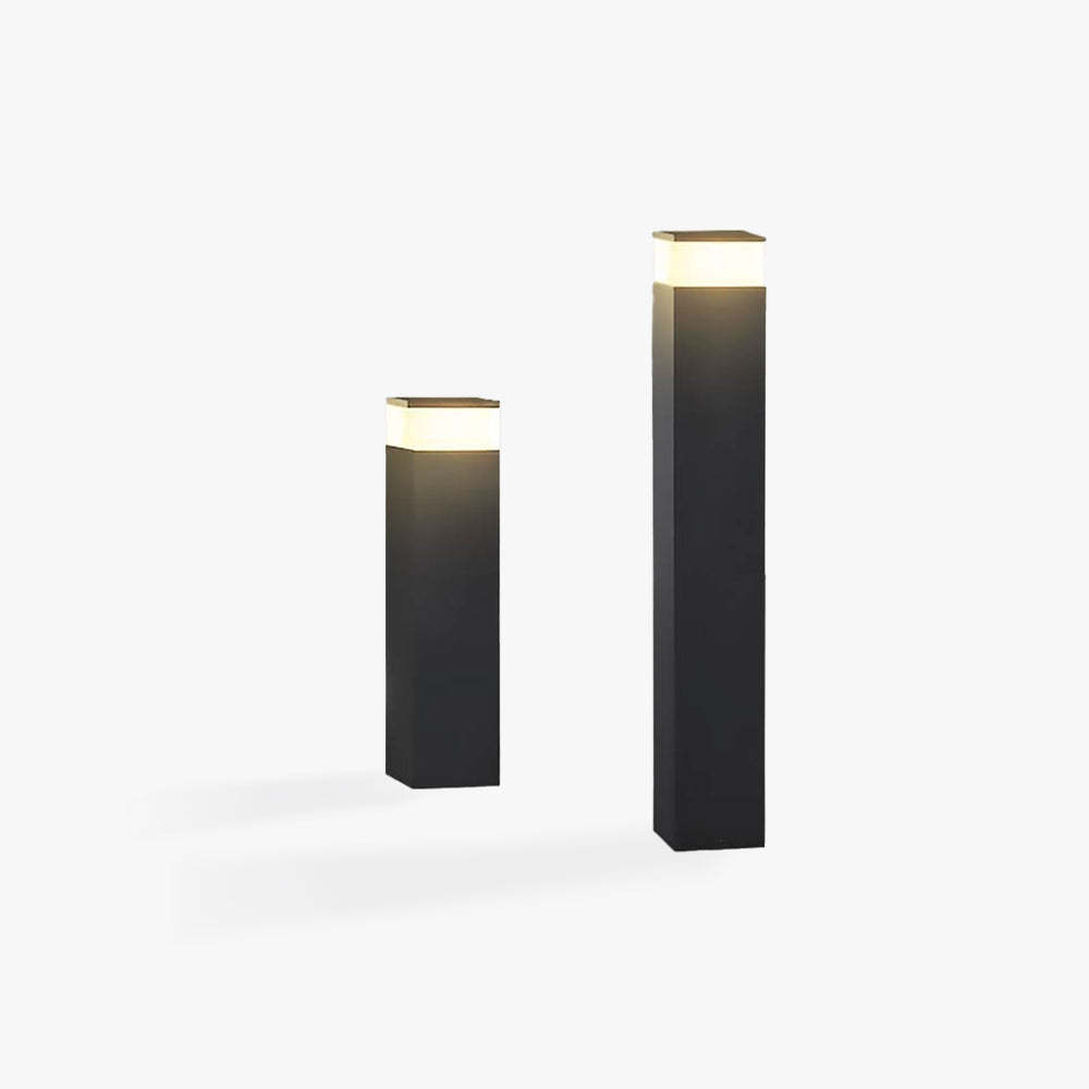 Orr Modern Metal Rectangular Outdoor Path Light, black and warm light