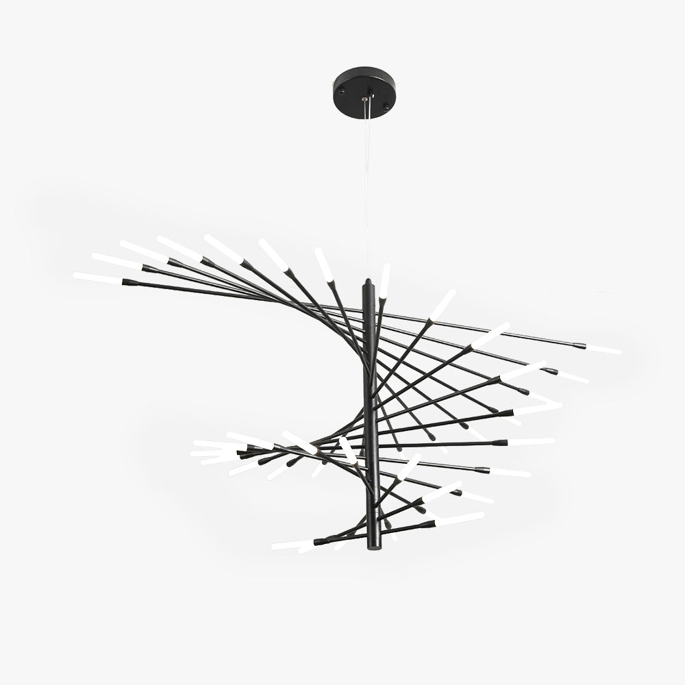 Lowry Modern Chandelier - Black Metal Acrylic for Living Room