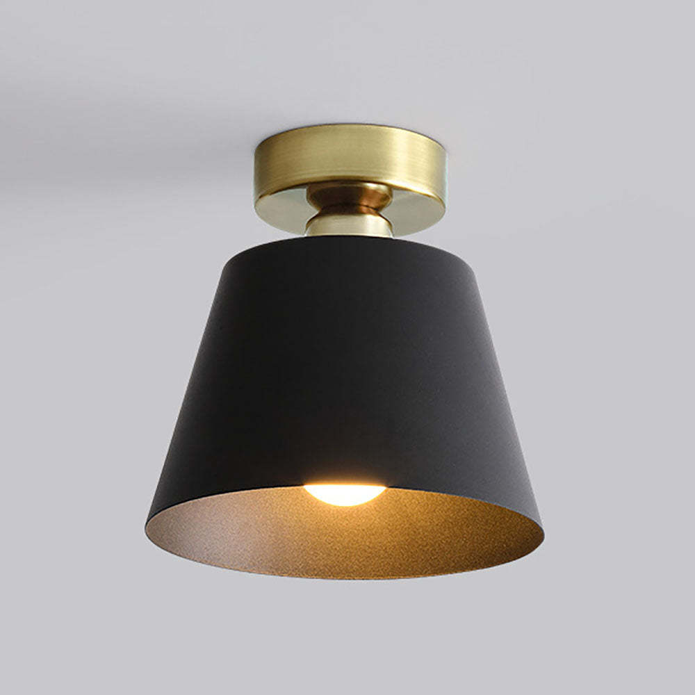 Quinn Ceiling Light - Black metal shade with gold interior and brass finish