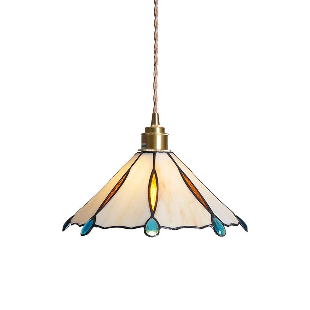 Eryn Vintage Pendant Light, stained glass shade detail