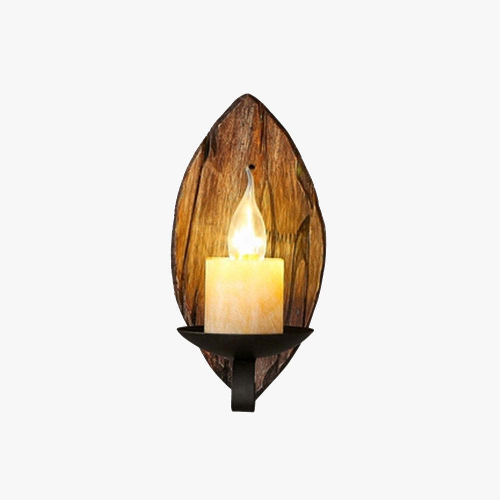 Austin Leaf Wood Metal Wall Lamp