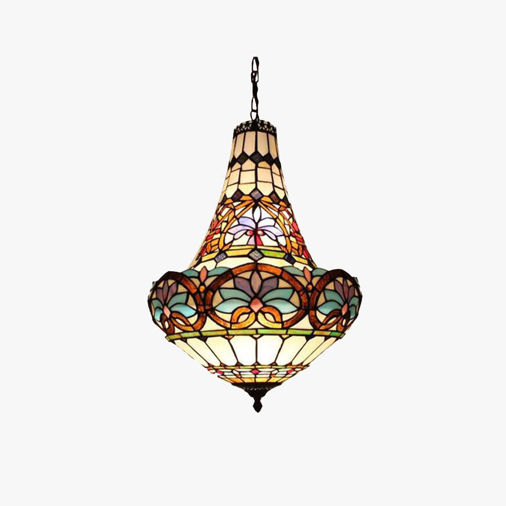 Eryn Vintage Vase Stained Glass Colorful Pendant Light