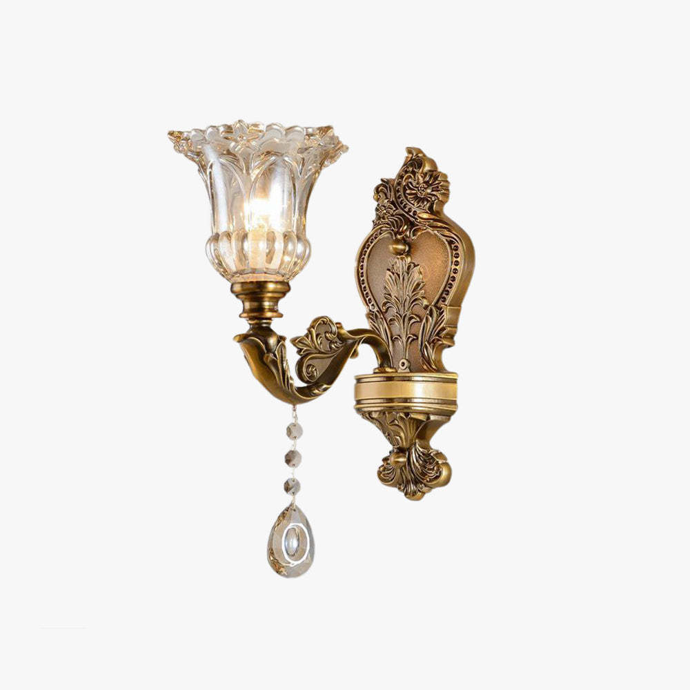 Félicie floral glass wall lamp, vintage style lighting