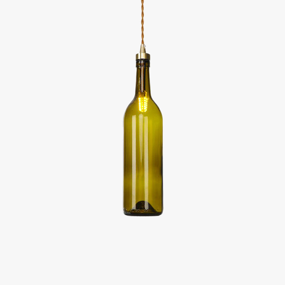 Hailie Industrial Wine Bottle Glass Pendant Light, Colorful