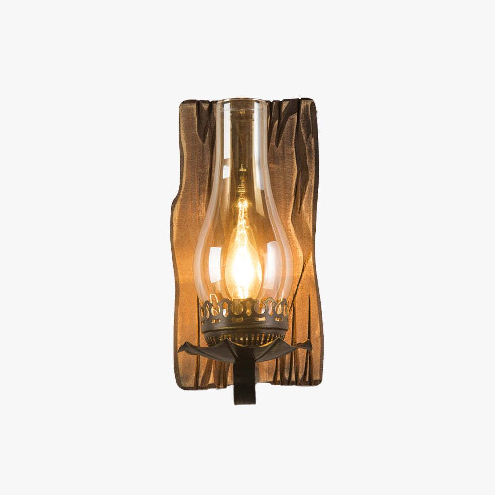 Austin Wall Lamp Vintage Candle Wooden Glass Bedroom