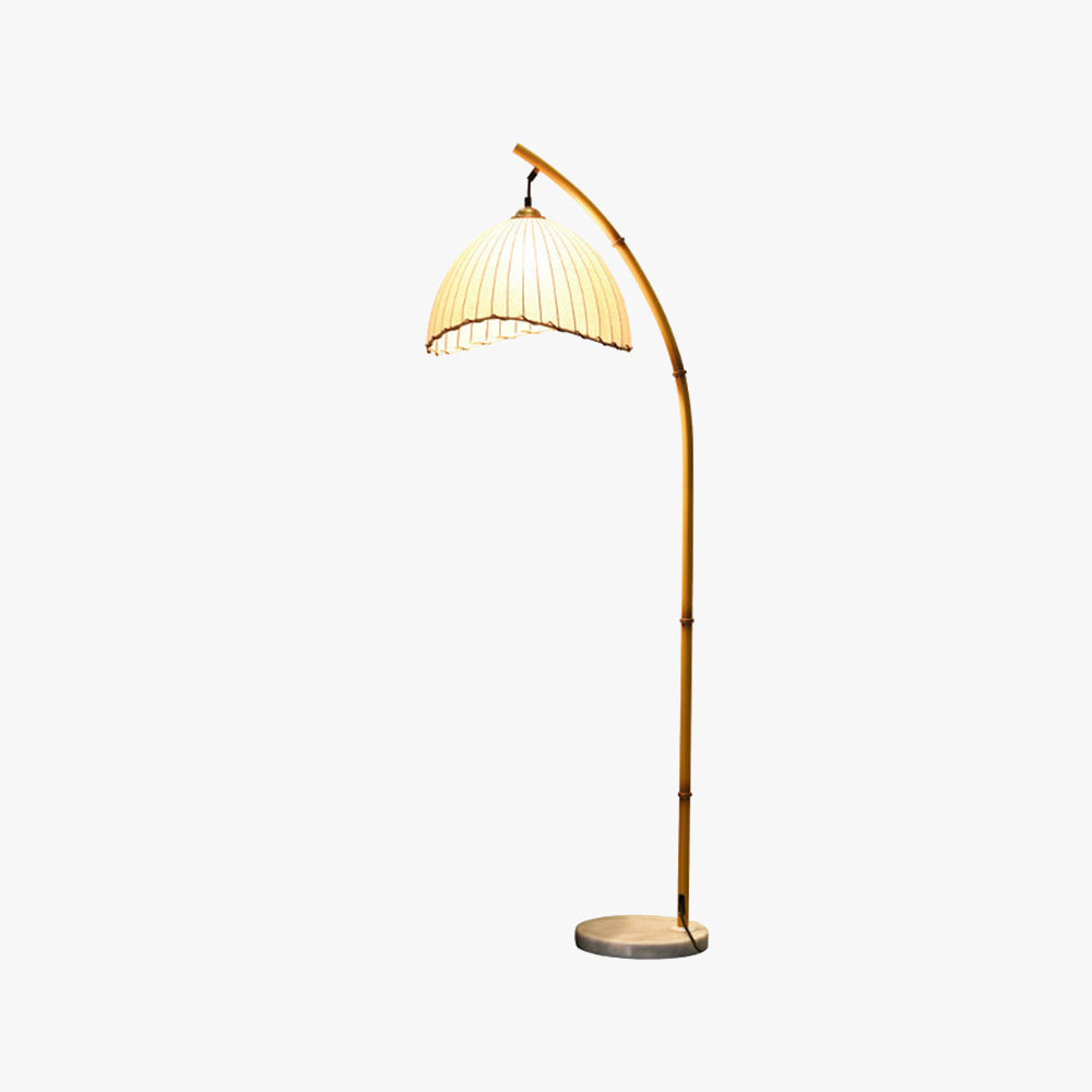 Ozawa bamboo floor lamp with fabric shade