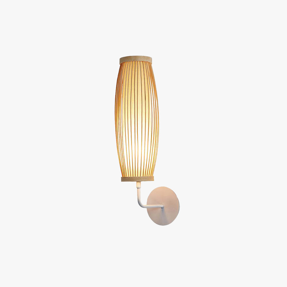 Japanese Cylindrical Rattan Wall Lamp Bamaoo Bedroom | Las Sola