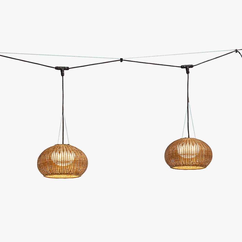 Ritta Retro Lantern Pendant Light - Bamboo Outdoor Lighting