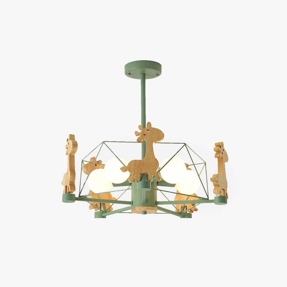 Green Giraffe LED Ceiling Light for kids' room.