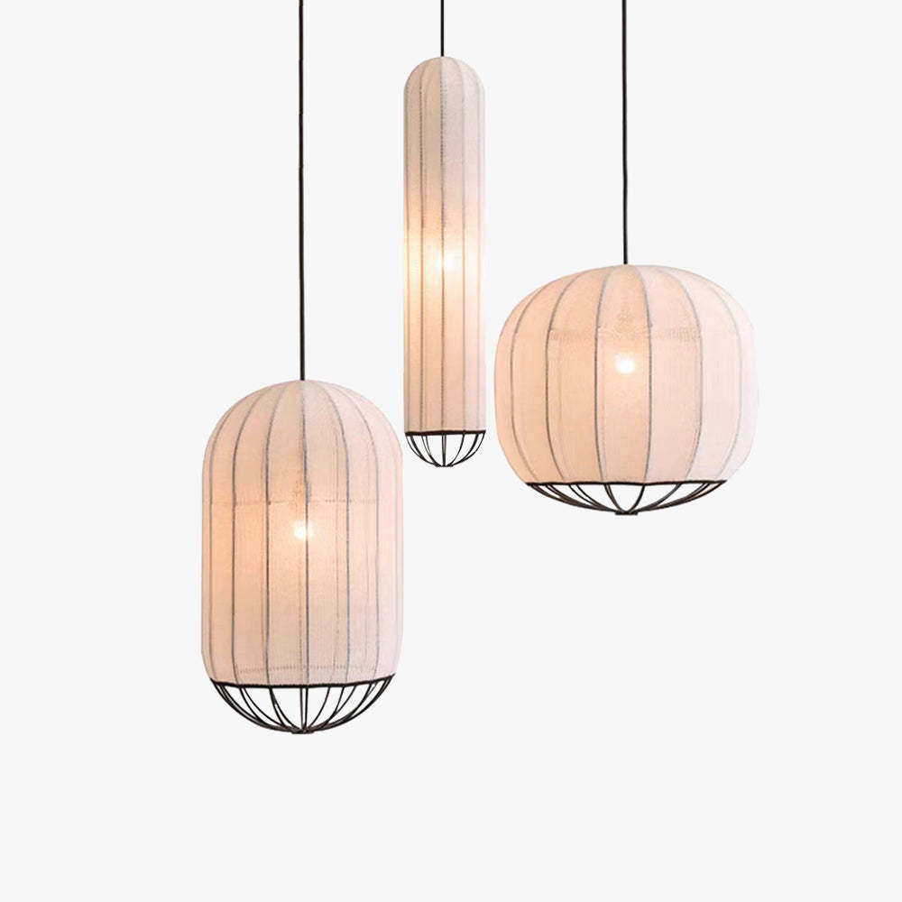 Renée Pendant Light collection, fabric lamps with a French Vintage vibe