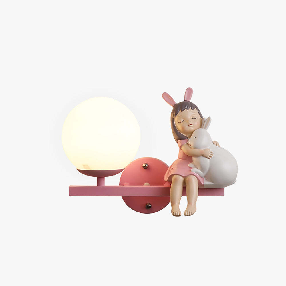 Minori Modern Wall Lamp with Girl and Bunny