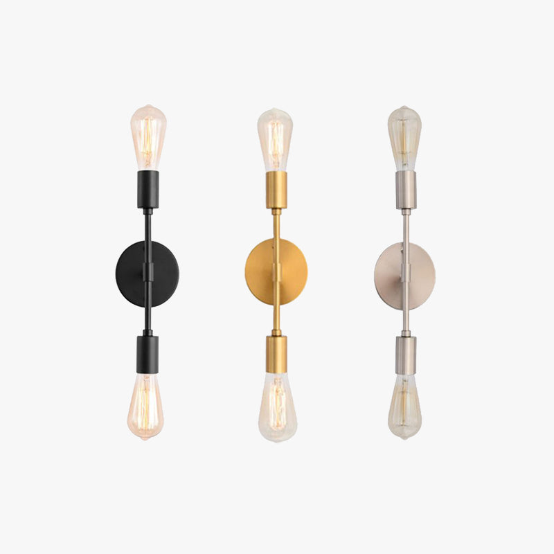 Alessio minimalist wall lamps in black, gold and silver.