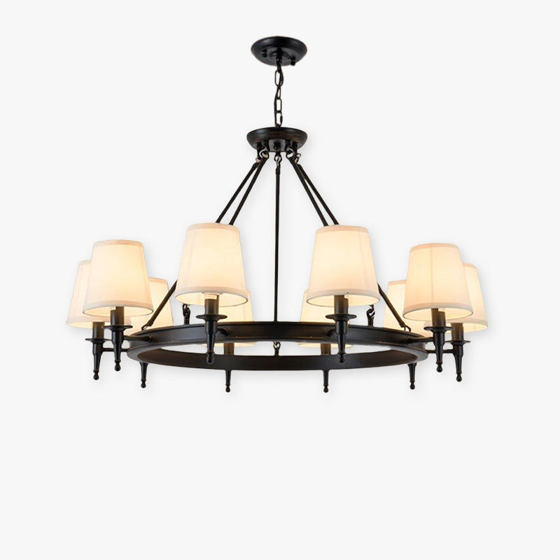 Alessio Vintage Ring Chandelier with Fabric Shades