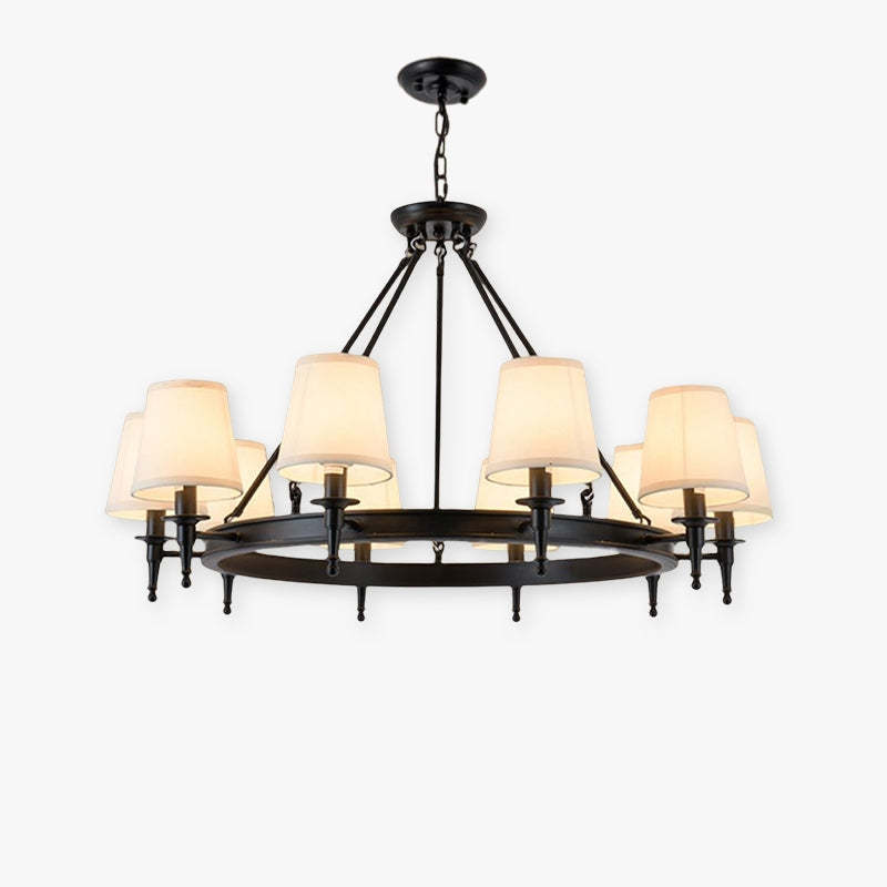 Alessio Vintage Ring Chandelier with Fabric Shades