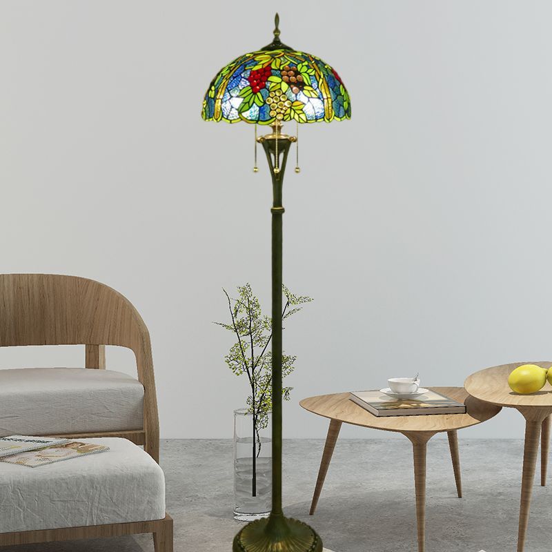 Alessio Vintage Floor Lamp, grapes and roses glass shade