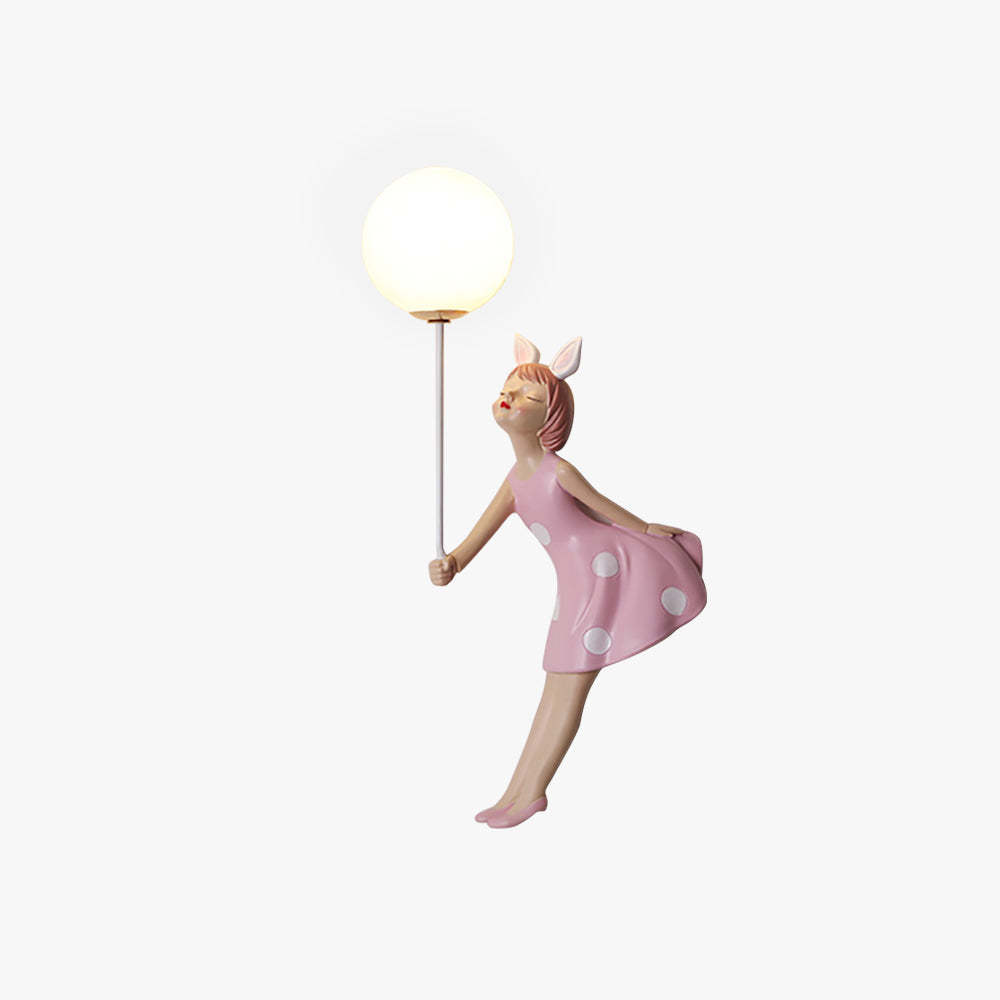 Minori Modern Balloon Girl Acrylic Wall Lamp - Pink Children's Room Lighting
