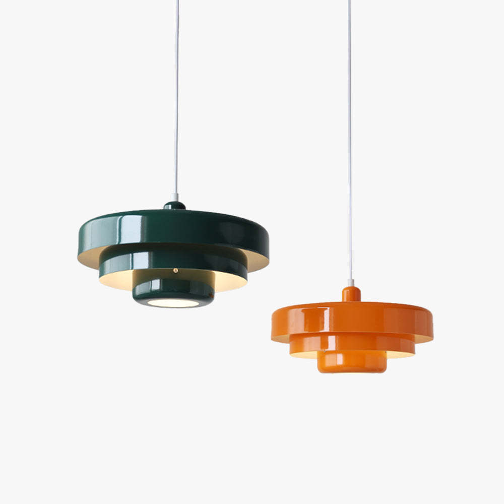 Morandi Pendant Lights: Green and Orange Metal LED Fixtures