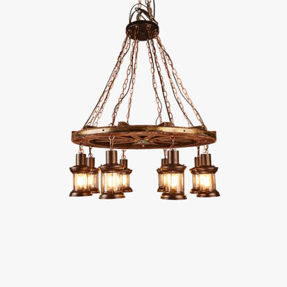 Vintage Rudder Pendant Light, Walnut Finish