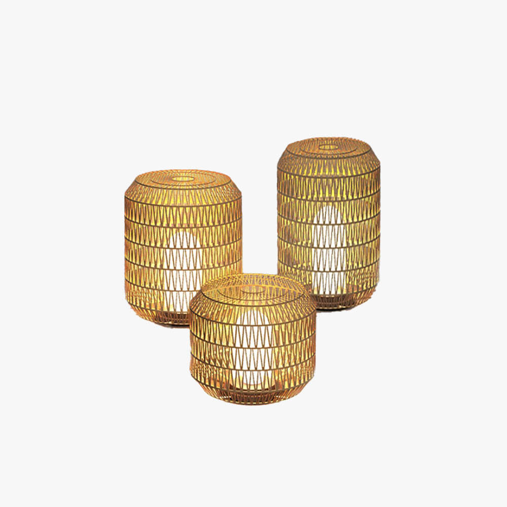 Ritta Vintage Lantern Rattan Floor Lamp - Outdoor Lighting