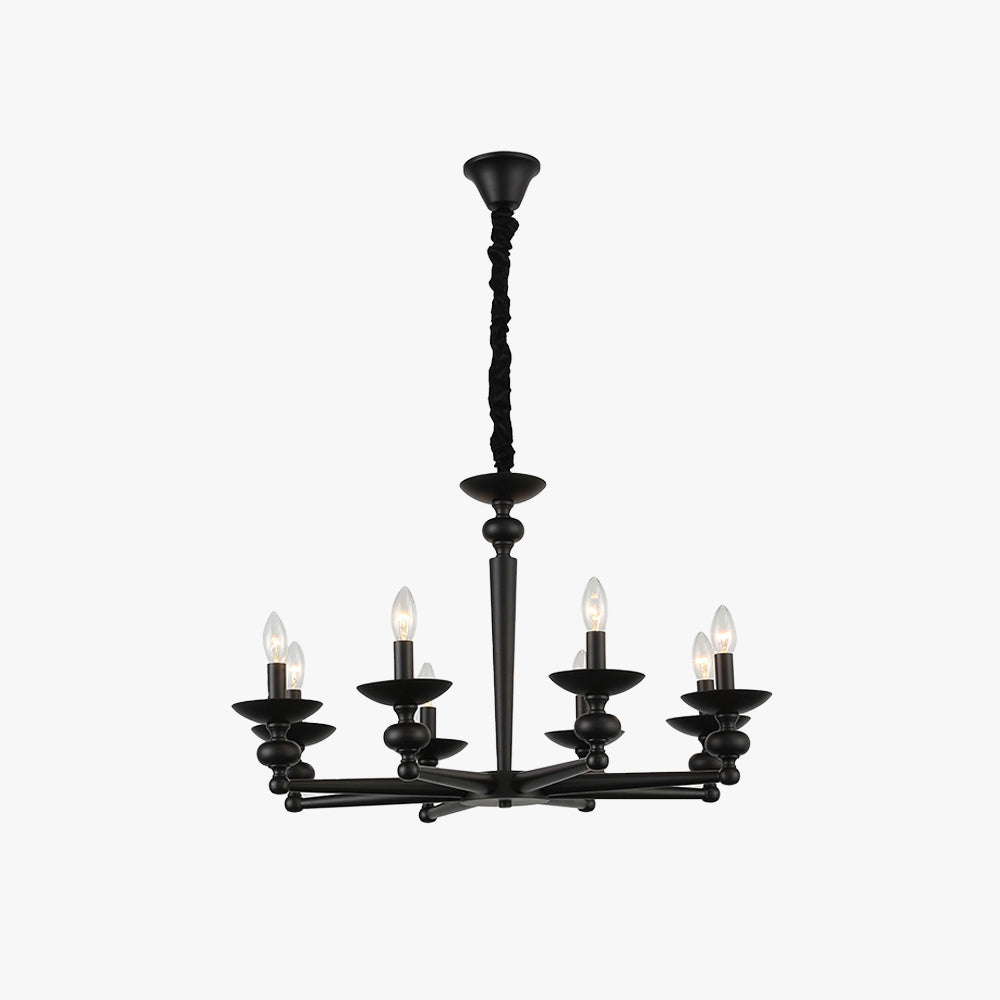 Black Alessio Retro Candle Chandelier Lighting