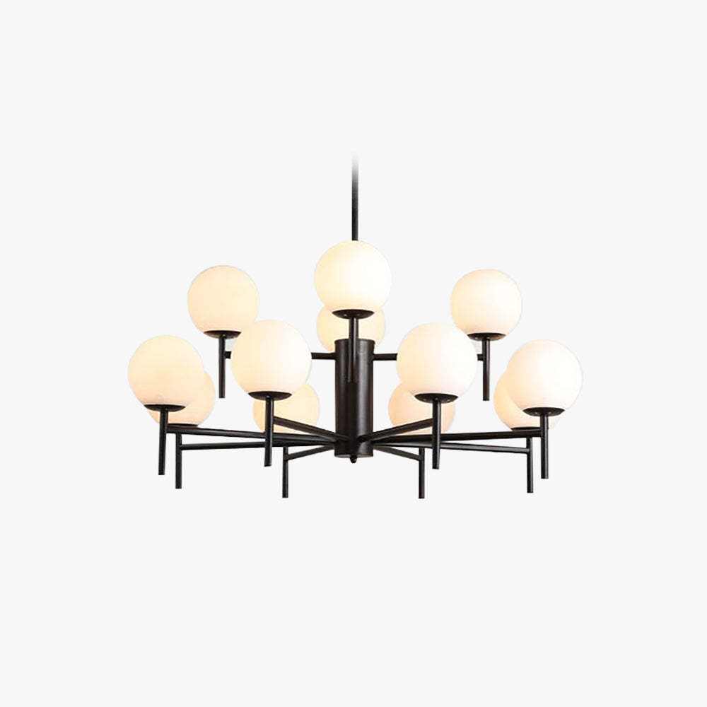 Alessio black metal glass globe pendant light