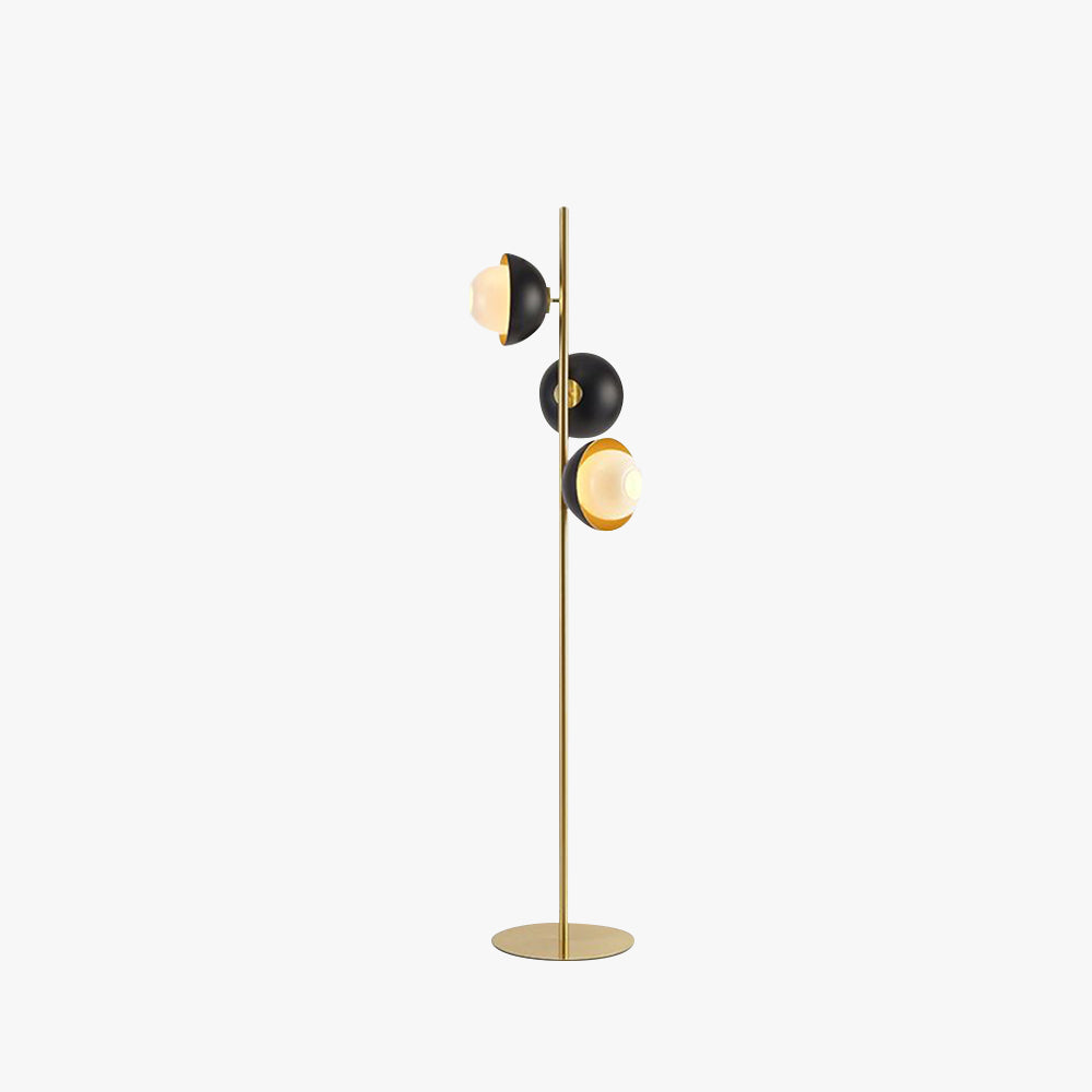 Salgado & Semicircle Floor Lamp with 3 heads, metal, black and gold
