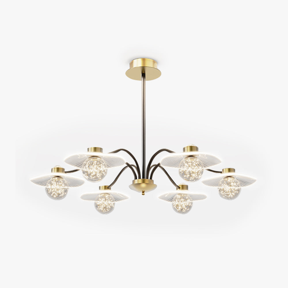 Carins pendant light with metal frame and glass lampshades
