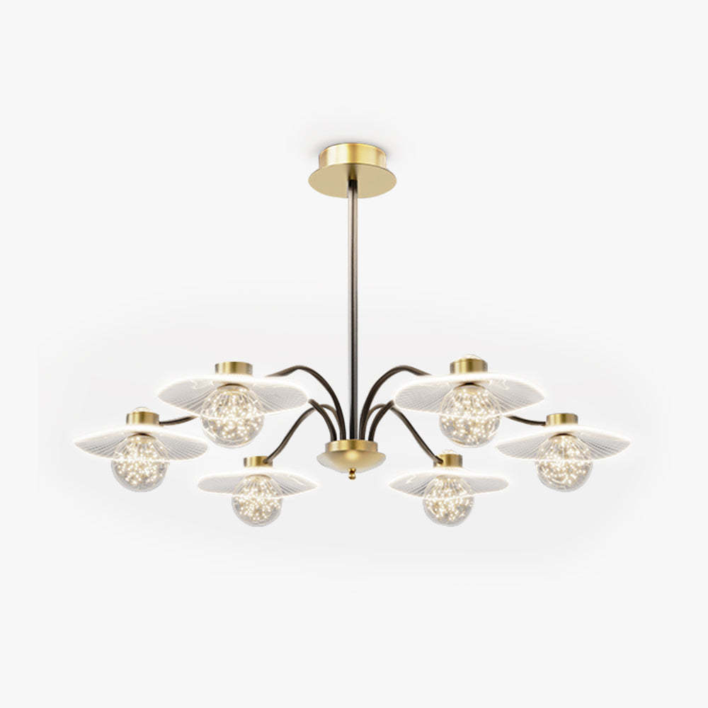 Carins pendant light with metal frame and glass lampshades