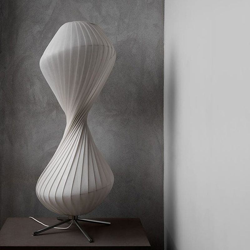 Modern White Pleated Fabric Floor Lamp - Lassola