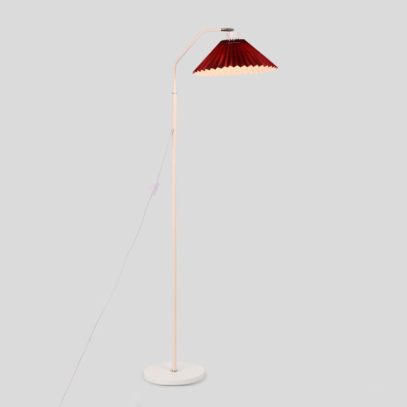 Ozawa Floor Lamp with Red Pleated Shade