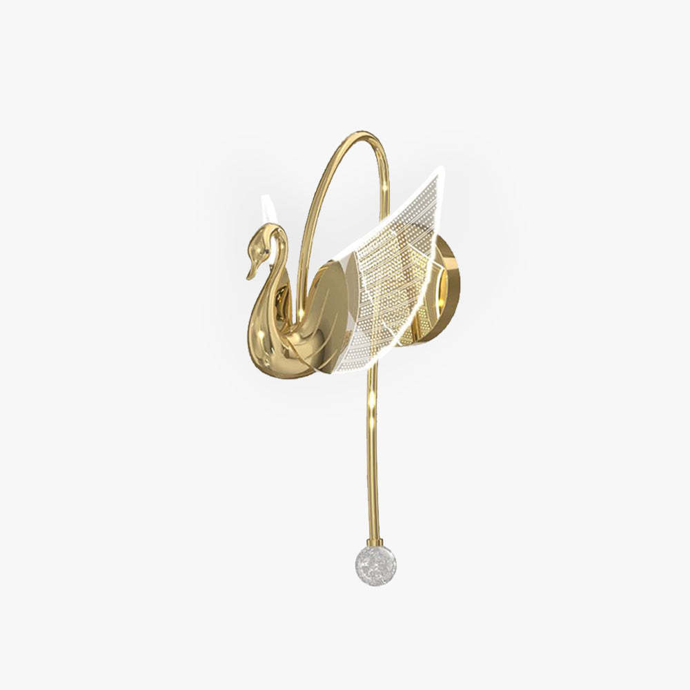 Kady Art Deco Swan Acrylic Metal Wall Lamp