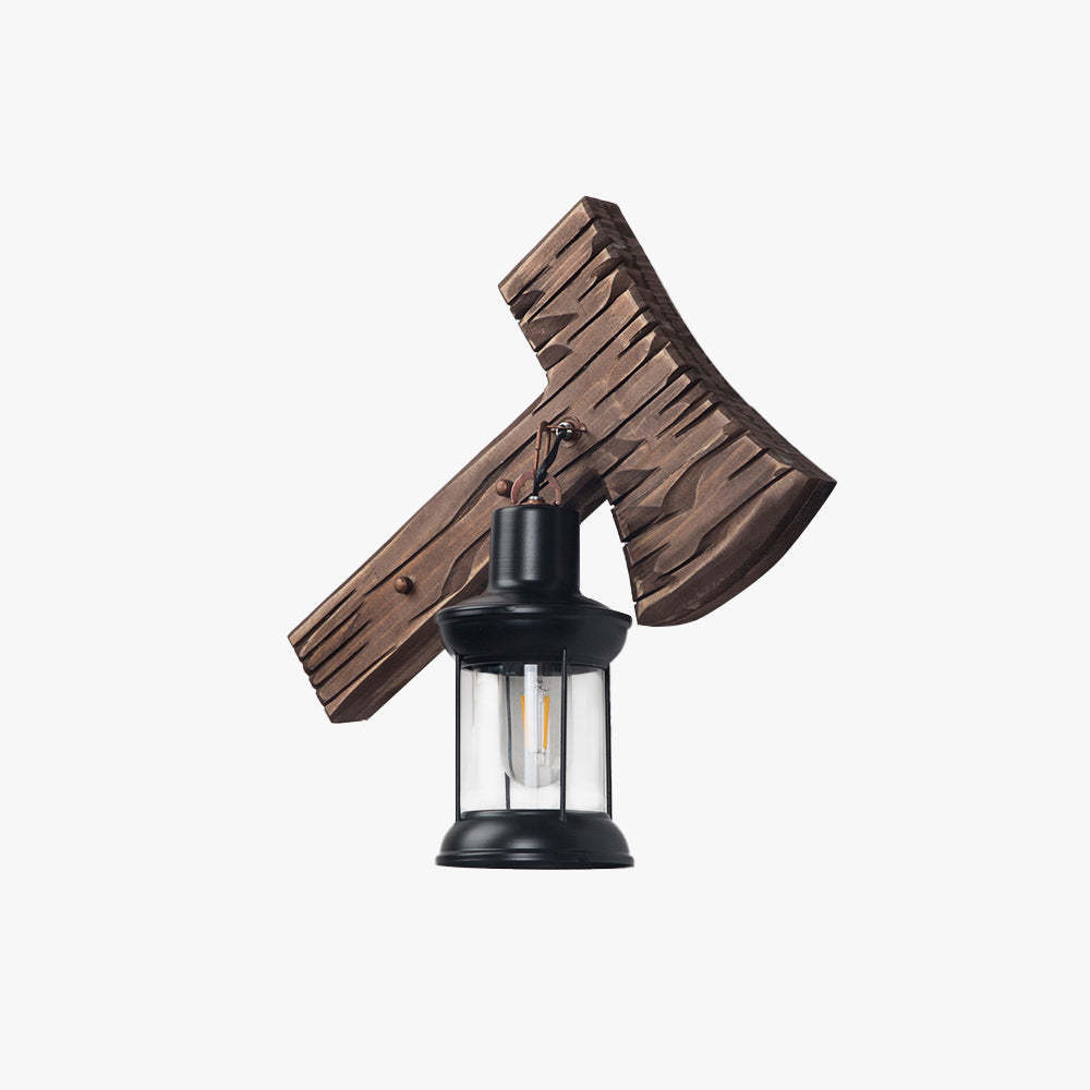 Austin Hammer Shape Wall Lamp, Wood and Metal