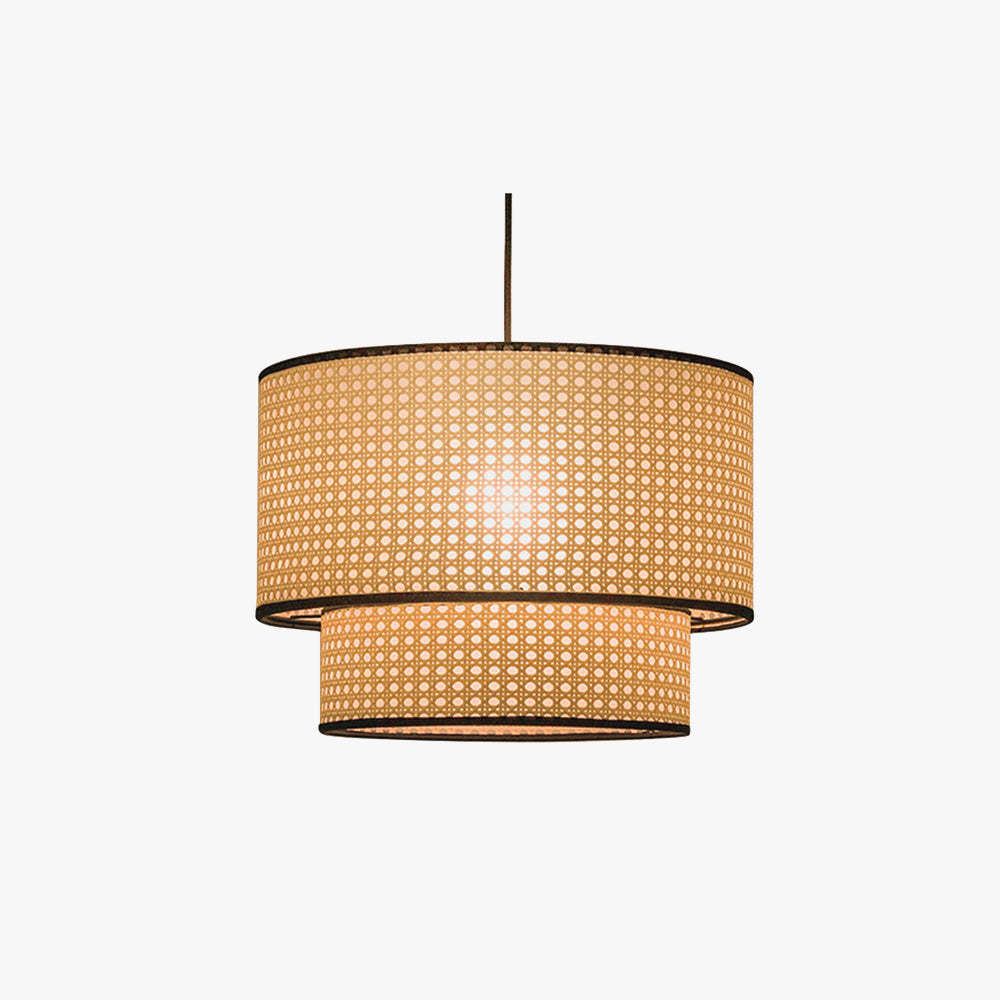 Ritta Japanese Rattan Pendant Light, Double-Layer