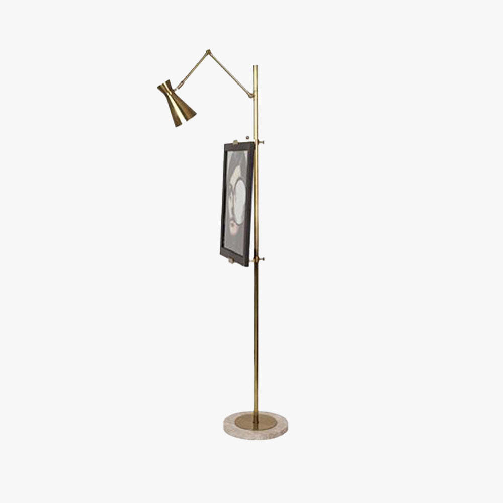 Carins Modern Art-deco Metal Easel Adjustable Floor Lamp, Brass