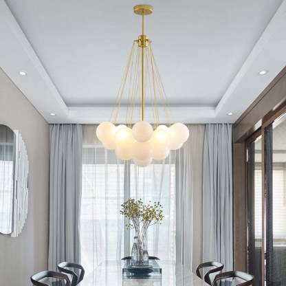 Glass globe pendant light in dining room setting Valentina Glass Globe Pendant Light Bubble