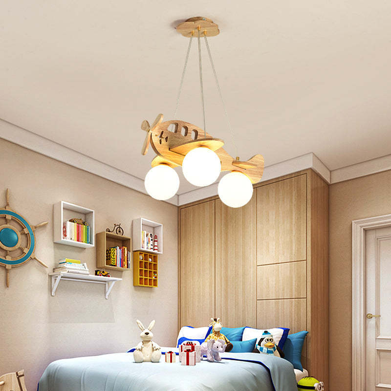 Minori Vintage Airplane Shape Pendant Light, Wood